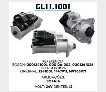 [11.1001] GL 11.1001 MOTOR DE PARTIDA SCANIA SERIE 5 24V 12D BOSCH