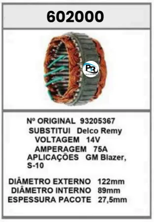 602000  EST. BLAZER E S-10 DELCO COREANO C / ABA  DELCO 12V