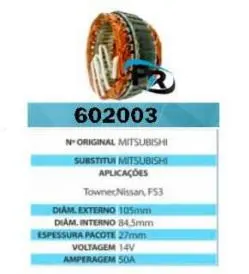 602003 EST. TOWNER, NISSAN 14V 50A MITSUBISHI