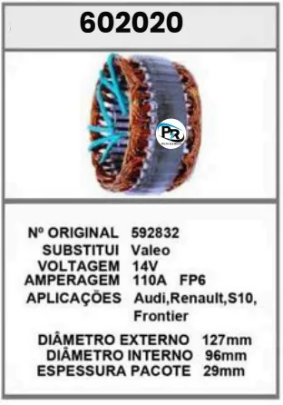 602020 EST.AUDI,VW,RENAULT, FRONTIER,S10 14V 110A FP6 VALEO