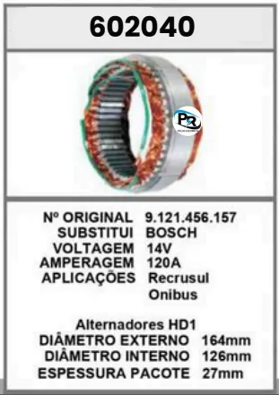 602040 EST. RECROSUL, ONIBUS 14V 120A BOSCH