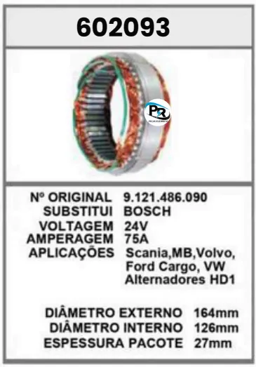 602093 EST. ONIBUS MB, VOLVO, MAFERSA 75A 24V BOSCH