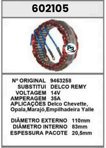602105 EST. CHEVETTE, MARAJO, OPALA 30A 12V DELCO REMY