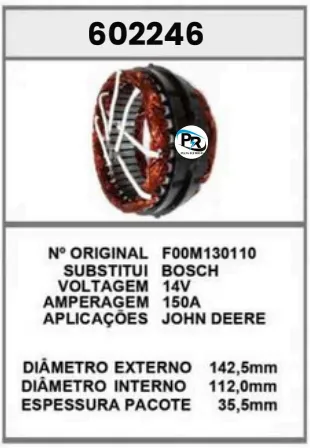 [602246] 602246 EST. JOHN DEERE 14V 150A BOSCH
