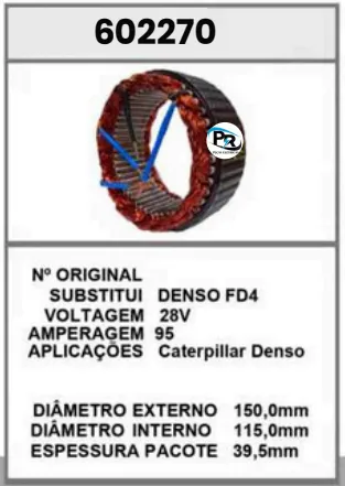 602270 EST. CATERPILLAR DENSO 28V 95A DENSO FD4