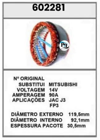 [602281] 602281 EST. JAC J3 FP3 14V 90A