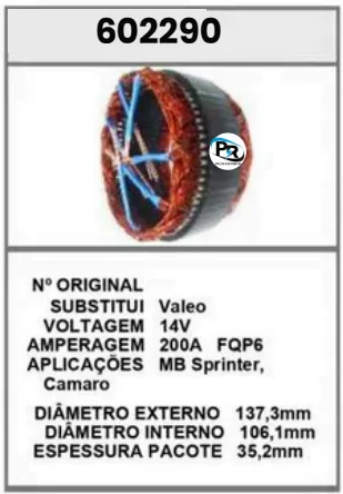[602290] 602290 EST. DUCATO,AMAROK, CAMARO, SPRINTER 140A-180A 12V VALEO