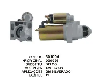 801004 MOTOR DE PARTIDA SILVERADO 12V 1.7KW 11D DELCO