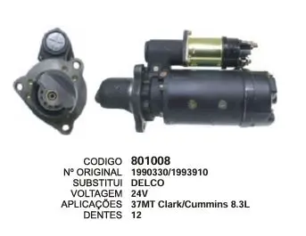 801008 MOTOR DE PARTIDA 41MT 37MT 24V 12D DELCO REMY
