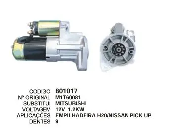 [801017] 801017 MOTOR DE PARTIDA NISSAN PICK UP 12V 9D MITSUBISHI