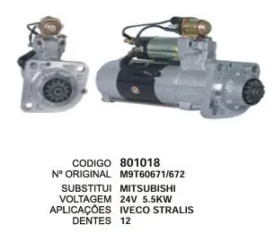 801018 MOTOR DE PARTIDA IVECO STRALIS 24V 12D MITSUBISHI
