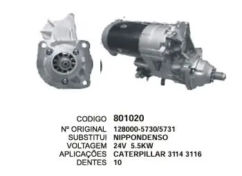 801020 MOTOR DE PARTIDA CATERPILLAR 24V 10D NIPPODENSO