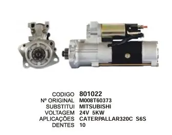 801022 MOTOR DE PARTIDA CATERPILLAR 320C 24V 10D MITSUBISHI