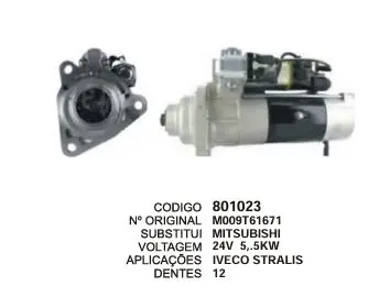 [801023] 801023 MOTOR DE PARTIDA IVECO CURSOR 24V 12D MITSUBISHI