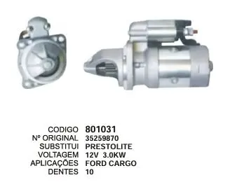 [801031] 801031 MOTOR DE PARTIDA M93,FORD CARGO 12V 10D PRESTOLITE