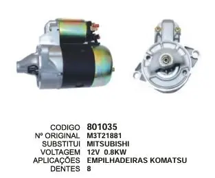 [801035] 801035 MOTOR DE PARTIDA EMP. KOMATSU 12V 0,8KW 8D MITSUBISHI
