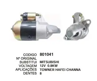 801041 MOTOR DE PARTIDA TOWER HAFEI 12V EFFA 8D MITSUBISHI