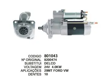 [801043] 801043 MOTOR DE PARTIDA 29 MT FORD VW 24V 4.0KW 10D