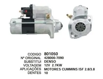 801050 MOTOR DE PARTIDA MOT. CUMMINS 12V 10D DENSO