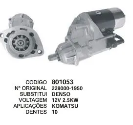 [801053] 801053 MOTOR DE PARTIDA EMPILH. HYSTER CUMMINS 12V 10D DENSO