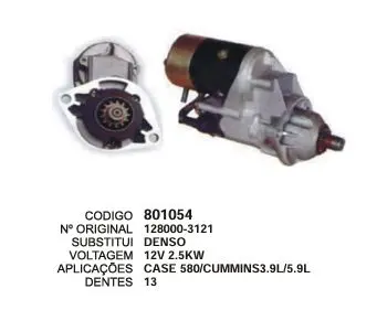 801054 MOTOR DE PARTIDA CASE,NEW HOLLAND 12V 13D DENSO