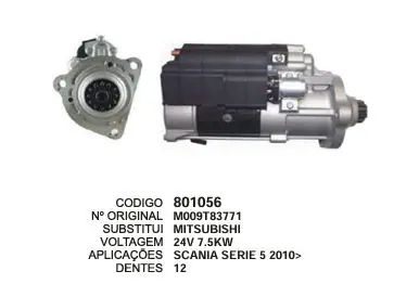 801056 MOTOR DE PARTIDA SCANIA S. 5 2010 24V 12D MITSUBISHI