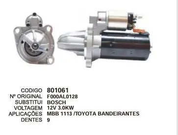 801061 MOTOR DE PARTIDA JF MODERNO PEQUENO, MBB, NEW HOLLAND 9D