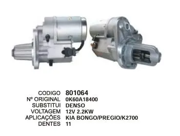 801064 MOTOR DE PARTIDA K IA BONGO 12V 11D DENSO