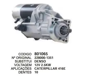 801065 MOTOR DE PARTIDA CATERPILLAR 12V 10D DENSO