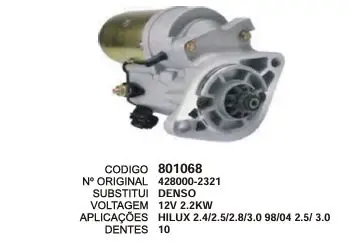 801068 MOTOR DE PARTIDA HILUX 2.4/2.5/2.8 12V 10D DENSO