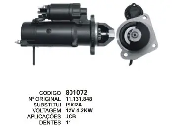 801073 MOTOR DE PARTIDA ISKRA JCB 24V 11D ISKRA