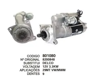 801080 MOTOR DE PARTIDA 29MT VW/MWM 12V 9D DELCO