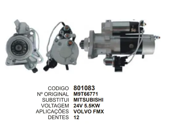 801083 MOTOR DE PARTIDA FMX 24V 12D MITSUBISHI