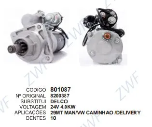 801087 MOTOR DE PARTIDA 29MT MAN,VW,DELIVERY 24V 10D DELCO