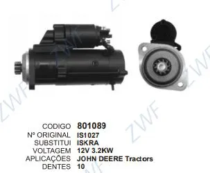 [801089] 801089 MOTOR DE PARTIDA JOHN DEERE 12V 10D ISKRA