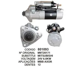 801093 MOTOR DE PARTIDA MBB AXOR  24V 12D MITSUBISHI