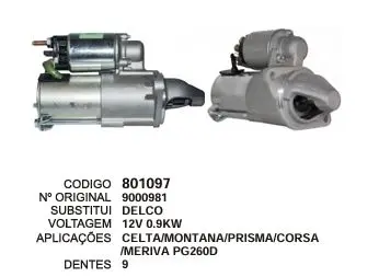 801097 MOTOR DE PARTIDA CELTA,MONTANA,PRISMA 12V 9D DELCO