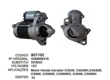801102 MOTOR DE PARTIDA HONDA GX630 12V 10D DENSO