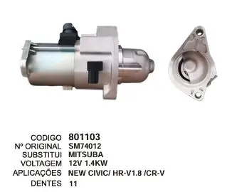 801103 MOTOR DE PARTIDA NEW CIVIC 12V 11D MITSUBA