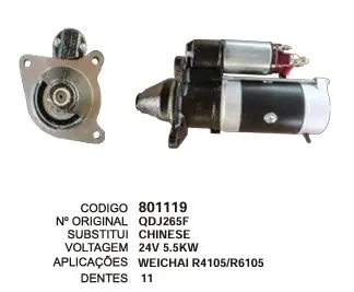 801119 MOTOR DE PARTIDA WEICHAI 11D 24V