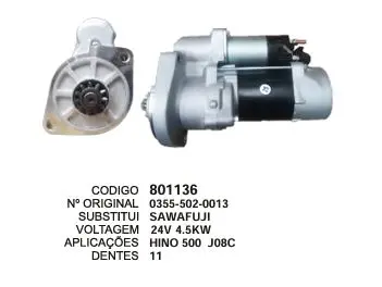 801136 MOTOR DE PARTIDA HINO 24V 11D SAWAFUJI