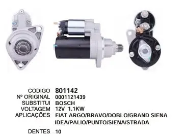 801142 MOTOR DE PARTIDA FIAT ARGO,BRAVO 12V 10D BOSCH