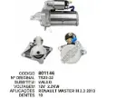 801146 MOTOR DE PARTIDA RENAULT MASTER 12V 10D VALEO