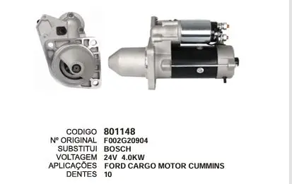 801148 MOTOR DE PARTIDA FORD CARGO 24V 10D BOSCH