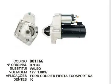 801166 MOTOR DE PARTIDA FIESTA ZETEC ROCAN COURIER, ECOSPORT 10D 12V