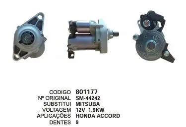 801177 MOTOR DE PARTIDA HONDA ACCORD 9D 12V MITSUBA