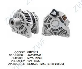 802031 ALTERNADOR RENAULT MASTER 185A 12V MITSUBISHI