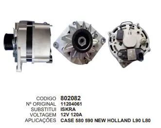 802082 ALTERNADOR CASE, NEW HOLLAND ISKRA 12V 120A ISKRA