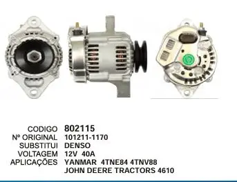 802115 ALTERNADOR YANMAR, JOHN DEERE 12V 40A DENSO