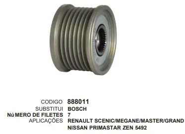 [888011] 888011 POLIA RENAULT CAPTUR ZEN 5492